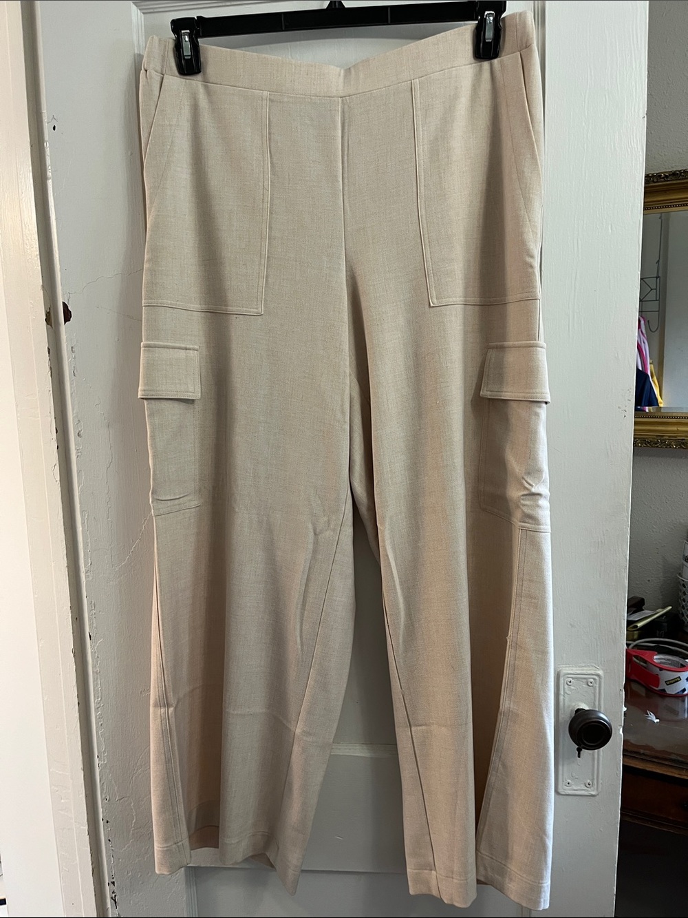 Lane Bryant Beige Wide-Leg Cargo Pants